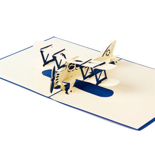 Ευχετήρια Κάρτα 3D Αεροπλάνο Μπλε Χάρτινη 13x15εκ.