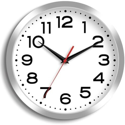 10 Inch Silent Atomic Wall Clock Silver