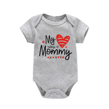 Bodys para el Día de San Valentín (0-3 meses), mono gris unisex con estampado de corazones y letras, manga corta – Imprescindible para recién