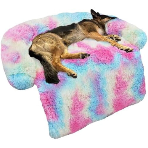 Calming Plush Dog Bed for Sofa – Large, Washable &
