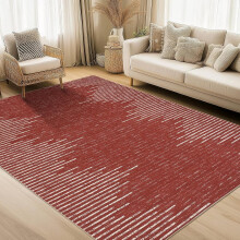 Living Room Rug 5x7 Washable Area Rug for Bedroom Living Room Modern Striped Kids Rug Neutral Area Rugs Non Slip Farmhouse Floor Cover Red