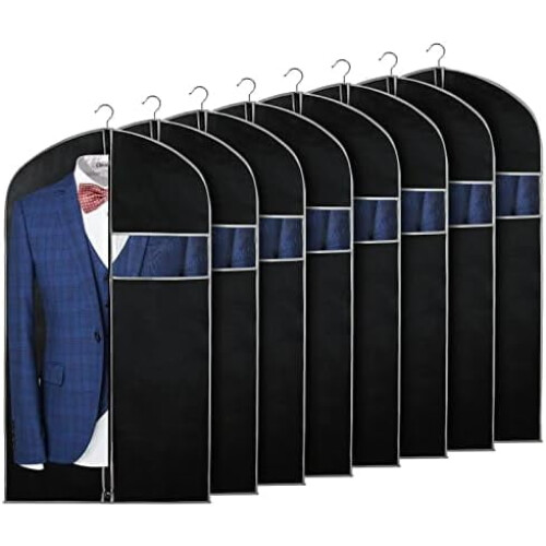 Conjunto de 8 capas para roupas de 40 polegadas, capas para ternos para homens/mulheres, compatíveis com varões de armário.