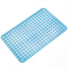 Tapis de baignoire antidérapant, lavable en machine, avec ventouses et trous d'évacuation, 34 x 22 pouces, bleu transparent – Compatible avec les