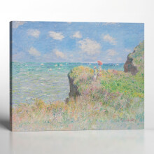 Tableau de Monet : Promenade sur la falaise à Pourville, impression sur toile, 40 x 50 cm, prête à accrocher, compatible avec la décoration du