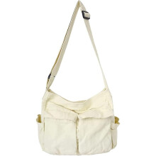 Plátenná taška cez rameno, veľká hobo crossbody taška s viacerými vreckami, ležérna taška cez rameno pre ženy aj mužov