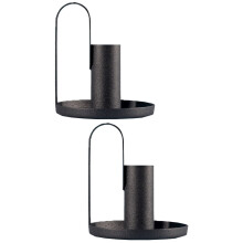 Metall-Kerzenhalter-Set, schwarz, 2er-Pack