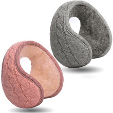 2Pcs Winter Ear Muffs for Men Women Classic Unisex Fleece Ear Warmers for Cold Weather Behind the Head Earmuffs Adjustable