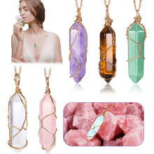 Collana di cristalli curativi EASTIN5 pezzi per uomo e donna, ciondolo in cristallo per guarigione energetica, pietre preziose, gioielli, pendolo,