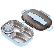 Boîte à bento en acier inoxydable à 4 compartiments avec récipient à soupe, isotherme et étanche, compatible micro-ondes, idéale pour le