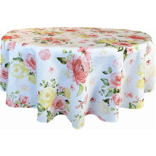Newbridge Marie Pink Rose Garden 70 inch Round Fabric Tablecloth for Dinner Party