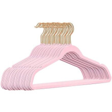 Fluwelen kledinghangers - Set van 50 ultradunne, ruimtebesparende kledinghangers voor pakken en jassen, stevige kledinghangers tot 4,5 kg - Roze