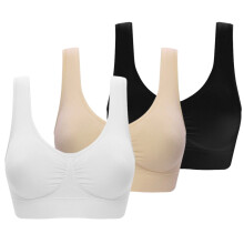 Sömlösa vadderade sport-BH:ar för kvinnor, 3-pack, bygelfria högpresterande gym-/yoga-/cami-BH:ar, andningsbara fitness- och sov-BH:ar -