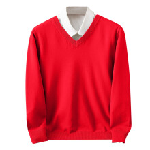 Herren-Strickpullover mit V-Ausschnitt, schmal geschnitten, einfarbig, langärmelig
