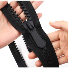 Black 75cm Double-End Resin Zipper for Parka, Down Jacket, Coat, Tent DIY Sewing – Compatible with Standard Sewing Machines