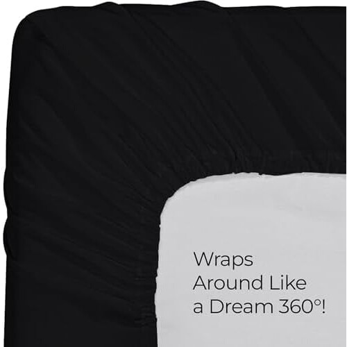 Drap-housse en microfibre noire à poches profondes (1 pièce) 2