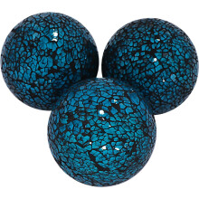 3 Pieces Decorative Glass Orbs 4 Inch Glass Mosaic Sphere Balls Centerpiece Balls for Bowls Vases Dining Table Decor (Blue)