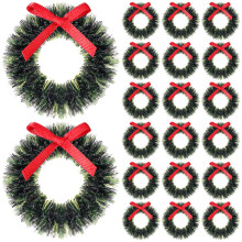 Mini Christmas Wreaths Green Plastic 20-Pack