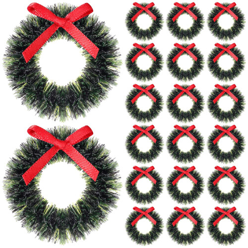 Mini Christmas Wreaths Green Plastic 20-Pack