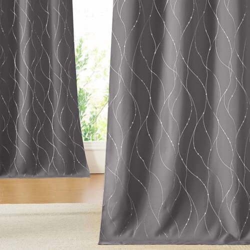 Grey Blackout Curtains with Silver Grommets 52 x 84 in