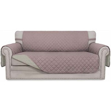 Reversible Sofa Slipcover for 2-Cushion Loveseat, Pink/Beige