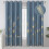 Stone Blue Blackout Curtains 52x72" Gold Palm Pattern 2 1