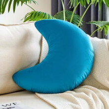 Pernă decorativă din catifea cu semilună turcoaz, 49,4 cm