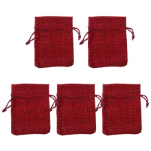 Dark Red Burlap Drawstring Bags 50 pcs