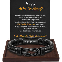 Läderarmband i present till män och tonåringar – Graverat "Jag älskar dig för alltid", Kompatibelt med 21–60-årsdagar och alla hjärtans dag