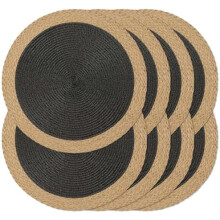 Round Placemats 15 inch, Braided Paper Edge, Set of 8