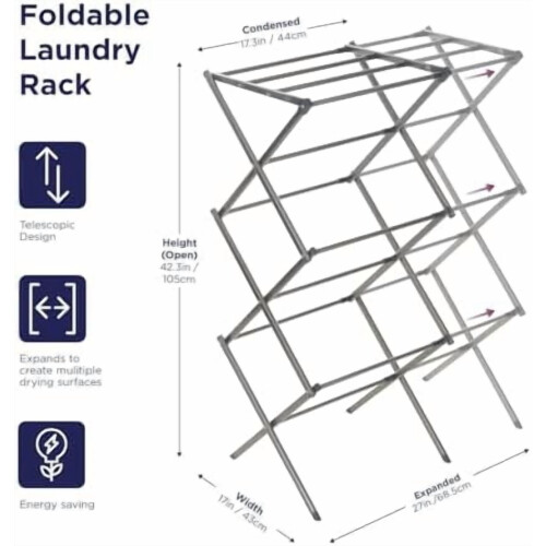 3-Tier Foldable Metal Laundry Drying Rack 1