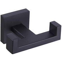 Patère double pour salle de bain, noir mat, en acier inoxydable SUS304, crochet pour serviettes/peignoirs, style hôtel moderne, fixation murale