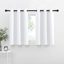 White Blackout Curtain Panels with Silver Grommets 34x60 in