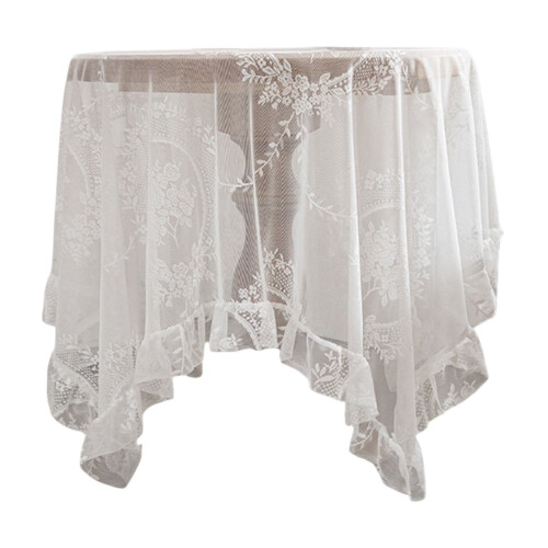 Rond kanten tafelkleed 150 cm, wit, polyester 1