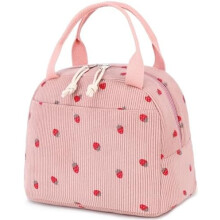 Borsa termica per il pranzo in velluto a coste – 10,6 x 6,3 x 8,6 pollici,