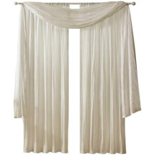 Faux Crushed-Silk Curtain & Valance Set, 52" x 108", Ivory