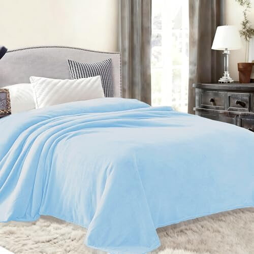 Fleece Blanket Twin Size 60x80 in Ice Blue