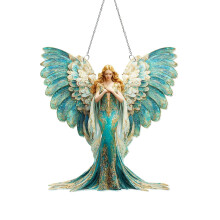Blue and Gold Acrylic Hanging Ornament Intricate Figurine Home Decor for Living Room Bedroom or Spiritual Gift Elegant Hanging Art Piece