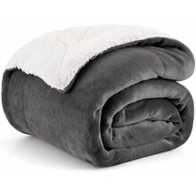 Sherpa Fleece Throw Blanket King 108x90 in Charcoal