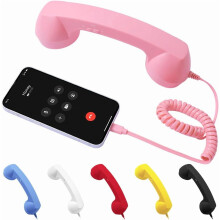 Retro Landline Style Phone Handset - Compatible with iPhone & Android, Comfortable Cell Phone Receiver with Mic & Speaker