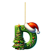 26-Letter Green Acrylic Christmas Tree Ornaments A-Z