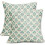 Kussensloop met blokprint, 18x18 inch, blauwgroen, polyester 1