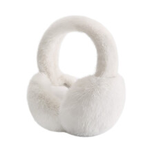 Women's Winter Faux Fur Earmuffs, Adjustable Plush Ear Warmers for Cold Weather – White, One Size, Compatible with Outdoor Activities