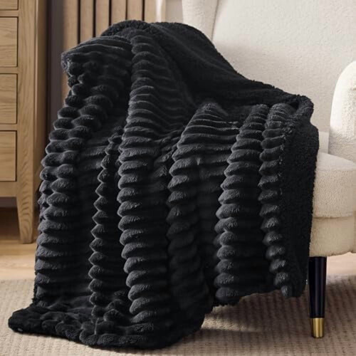 Sherpa Throw Blanket 50x60 in Black