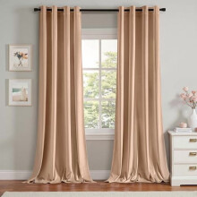 Blush Beige Velvet Grommet Curtains 52x108 in Set of 2