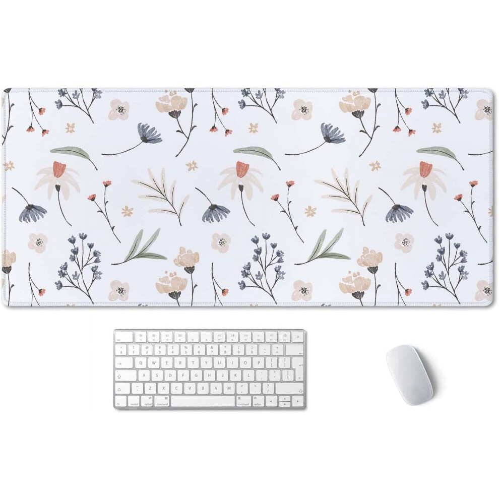 Extra Large Floral Desk Mat, 35.4" X 15.7", Cute Colorful Desk Pad & Xxl Gaming Mouse Pad 9027700525337