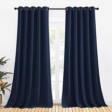 Blackout Draperies Curtains, All Season Thermal Insulated Solid Grommet Top Blackout Curtains/Drapes for Kid's Room (Navy, 1 Pair, 70 x 95 inches)