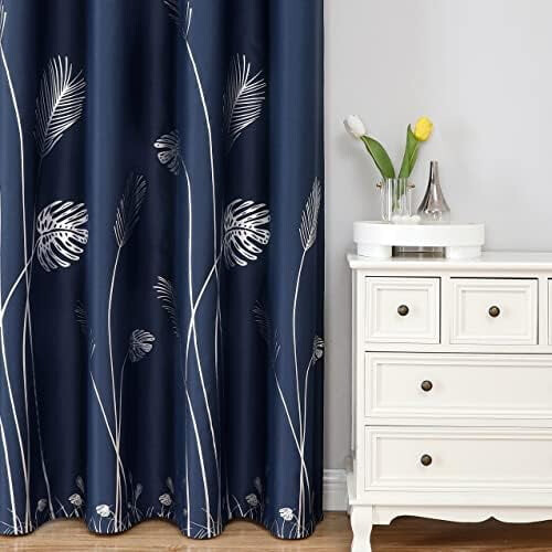 Navy Blackout Curtains 52x84 in, Polyester Thermal Panels, 1