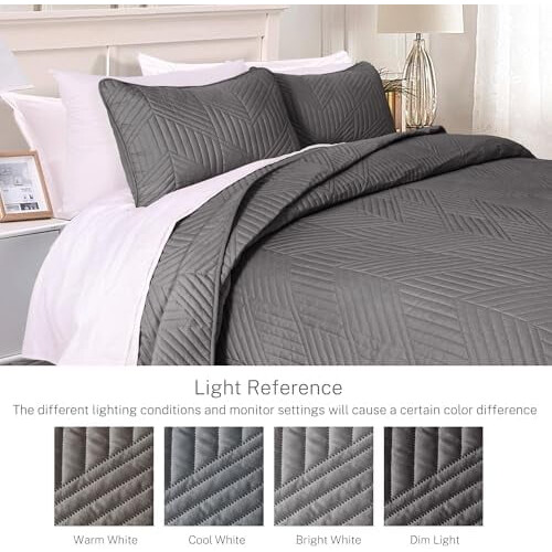 Graues, ultraschallgeprägtes Steppdecken-Set (Queen-Size) 2