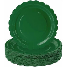 Green Scalloped Paper Plates 9 Inch 50 Pack