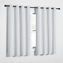 Greyish White Blackout Curtains with Silver Grommets, 2